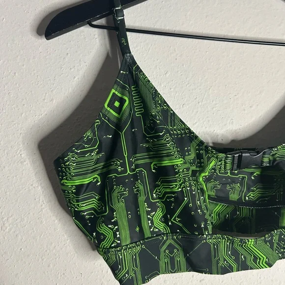 iHeartRaves Green Matrix Bralette Style Crop Top Size 2XL - Picture 4 of 9